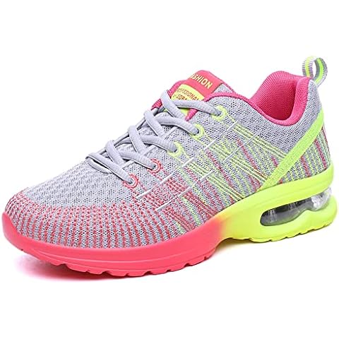 Women's Sneakers Four Seasons Classic Casual Running Shoes Splicing Color(4.5UK/Lable size37,Grey Pink Cover