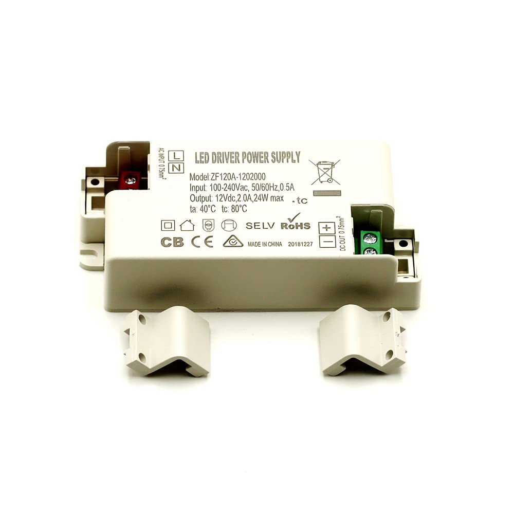 ZF120A-12002000 100-240V 2A 24W Constant Voltage AC/DC Adapter LED Driver Lighting Transformers for Cosmetic Mirror Lamps,2-Pack