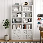 oneinmil 71.5" Tall Bookshelf and Bookcase, 6-Tier Wooden Bookshelves with Cabinet Doors, Floor Bookshelves and Office Storage Cabinets for Home Office, Living Room (White 1 Pack, 6-Tier) - Image 2