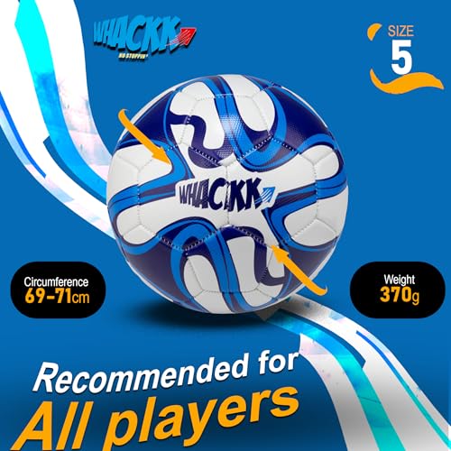 Image of WHACKK Pele Blue & White Football (Size 5) - 32-Panel Durable PVC Ball