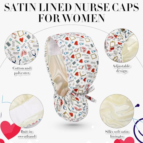 Gorros de Enfermera Satinados Multicolor 12 Pzs Ajustables miniatura 5