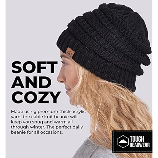 Tough Headwear Cable Knit Beanie - Dikke, zachte en warme Chunky Beanie Hoeden voor Dames & Heren - Serious Mutsen voor Serious Style