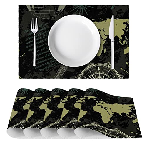 Sets de table vintage (lot de 6) 30x45 cm antidérapants et thermorésistants pour salle à manger - 3