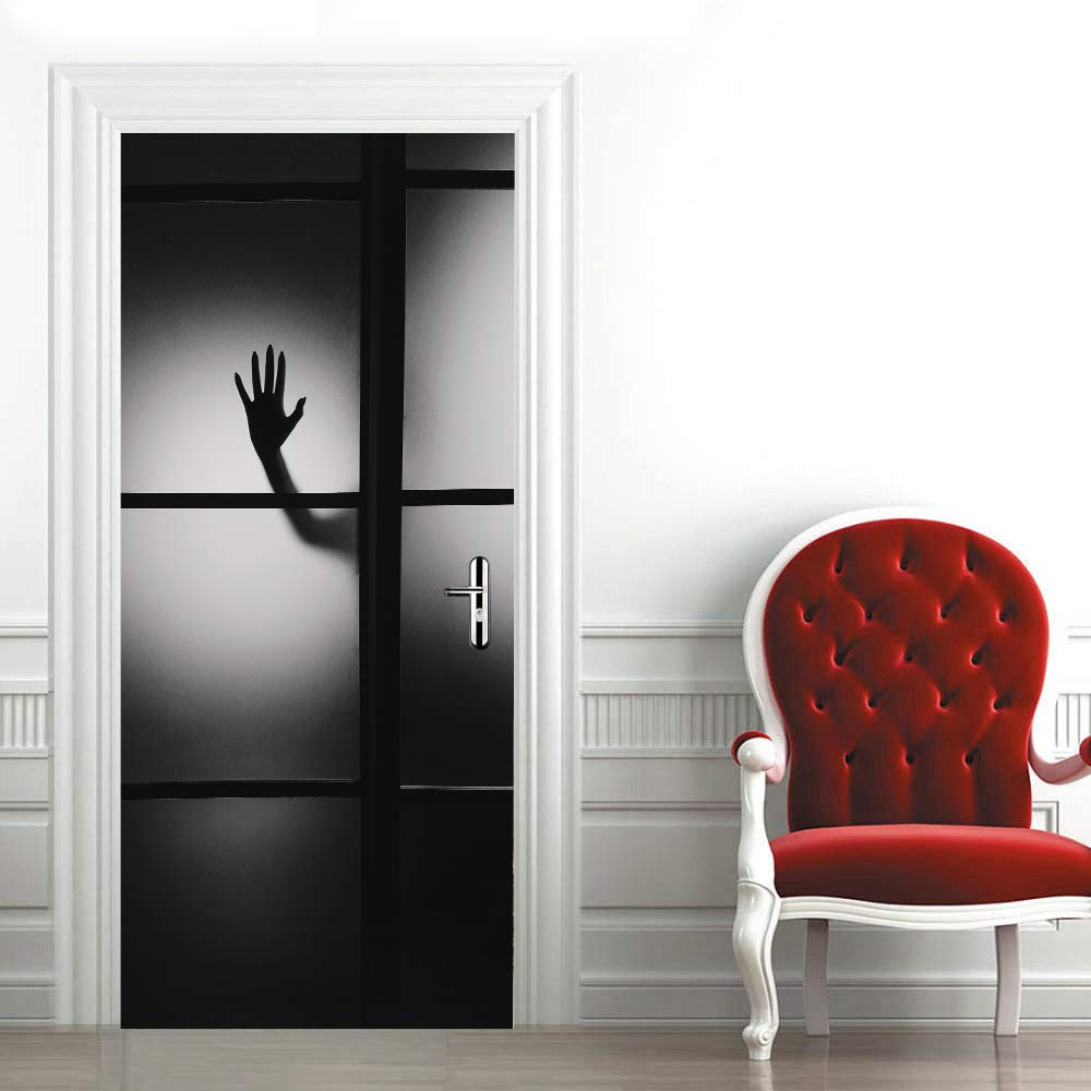 Sticker porte mural interieur salon et chambre decor 3D trompe l'oeil 83x204 cm