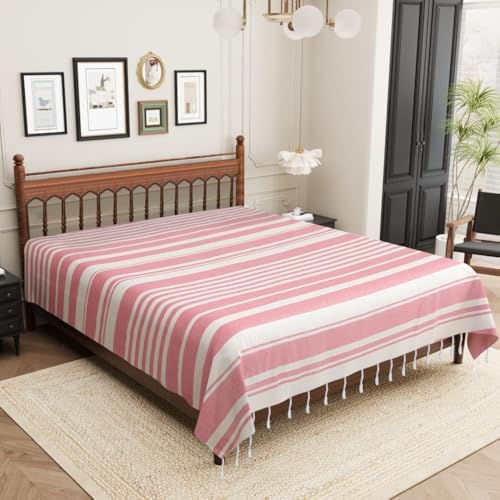 Image of 210 TC Cotton Bedsheet | Handmade Double Bedsheet | Handloom Bedsheets | Without Pillow Cover | Warm Double Bedsheet for Winter | Bed Sheet Size (90X100 Inches, 7.5 x 8.3 Feet (Languid Lavende)