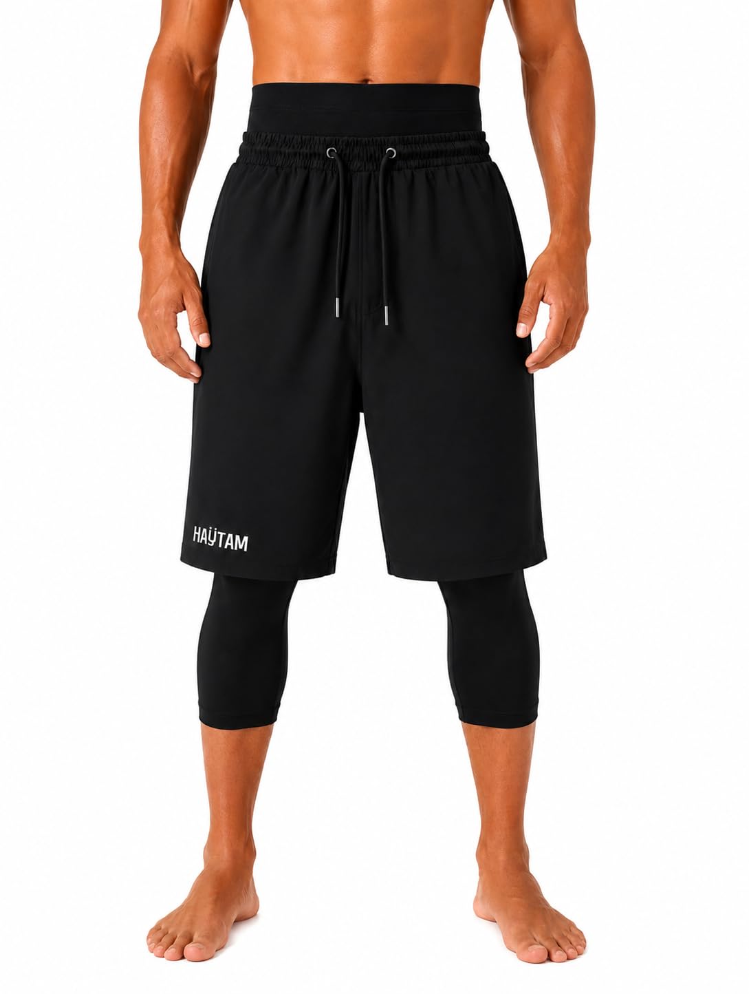 HAYTAM Maillot de Bain pour Les Musulman Sarouel de Bain Short Homme Long Awrah Short de Bain awra Homme Séchage Rapide Idéal Natation
