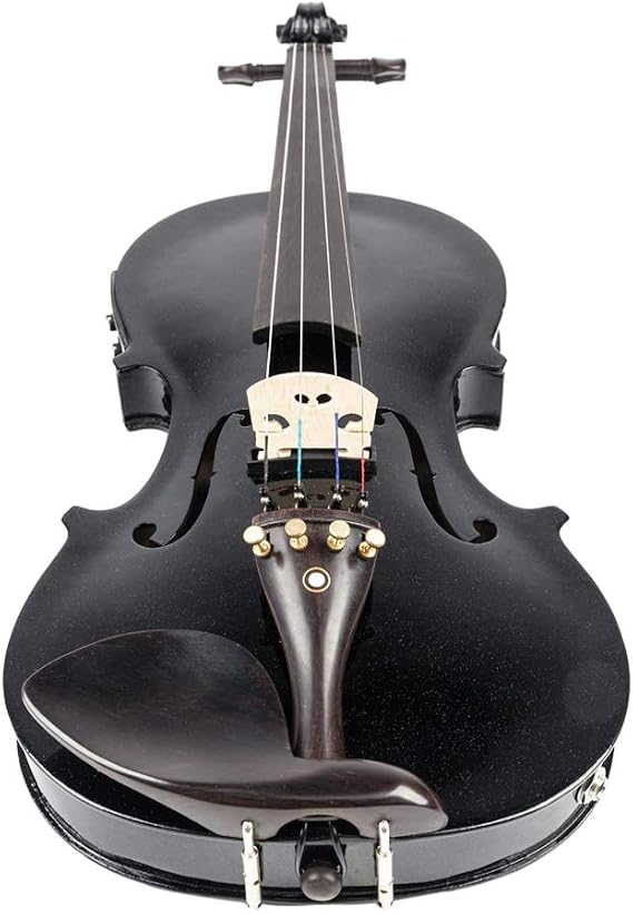 Ktaxon Acoustic Electric Violin, 4/4 Violin with EQ preamp and Ebony Accessories, Full-size Violin with AUX Cable, Shoulder Rest, Rosin, Extra String and Cleaning Cloth (Black)
