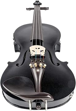 Ktaxon Acoustic Electric Violin, 4/4 Violin with EQ preamp and Ebony Accessories, Full-size Violin with AUX Cable, Shoulder Rest, Rosin, Extra String and Cleaning Cloth (Black)