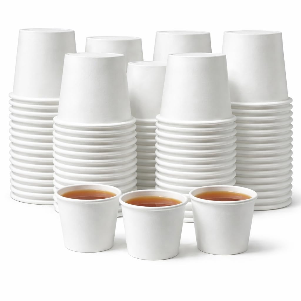 1ABOVE White Disposable Paper Cups, 100% Natural and Recyclable Hot and Cold Drink Cups, Perfect for Homes and Office (Pack of 100-4OZ) โ image 1