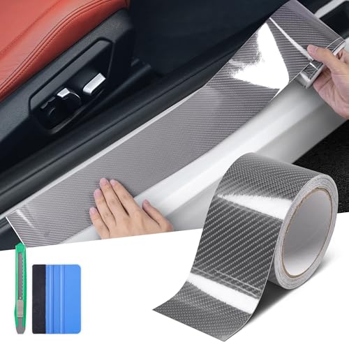 Image of Lypumso 6D High Gloss Carbon Fiber Vinyl Wrap Tape, Chrome Delete Tape for Cars Motorcycle Detailing DIY Car Door Edge Guard Decals Blackout Tape Roll (6D Grey, 3in x 30ft)