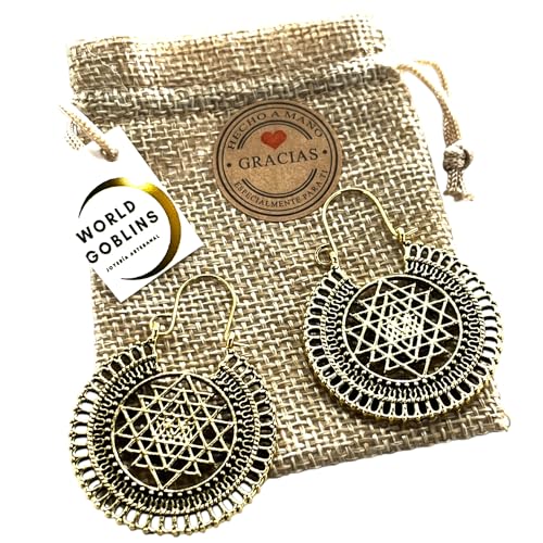 Pendientes Árabes de la Alhambra Chapados 14K. Diseño Marroquí y Árabe. Arete Dorado Hechos a Mano Handmade. Regalo Original para Mujer (Rosa de Alhambra Dorados)