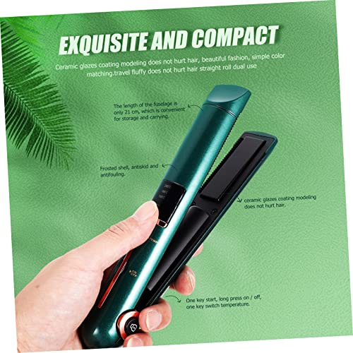Plancha para el cabello y rizador 2 en 1 portátil mini de SaditY, con placas de cerámica, inalámbrica y con cable, temperatura ajustable (160–200 °C), color verde miniatura 4
