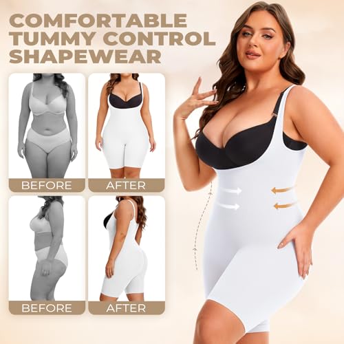 Image of NaTen Plus Size Open Bust Shapewear Tummy Control Bodysuits for Women Seamless High Waisted Body Shaper Under Dress