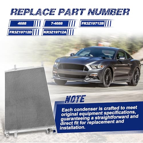 Image of Air Conditioning A /C Condenser Compatible with Ford Mustang # 4688, 7-4688, FR3Z19712B, FR3Z19712D, KR3Z19712A