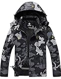 GEMYSE Men's Mountain Waterproof Ski Snow Jacket Winter Windproof Rain Jacket (Camouflage,Large)