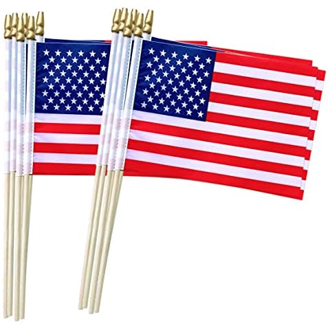 TSMD US American Stick Flags Small Mini USA Hand Held Flags,July 4th Decoration,Veteran Party,Memorial Day,5x8 Inch,12 Pack Cover