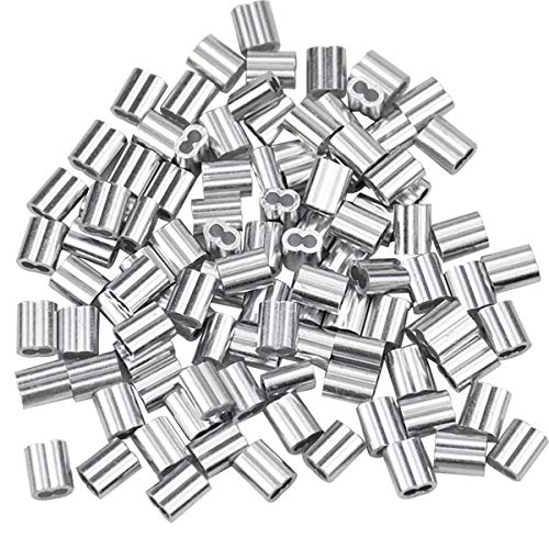 100 Piezas Mangas de Aluminio, Clips de Aluminio 2 mm, Virolas de Aluminio de Presión para Cuerda...