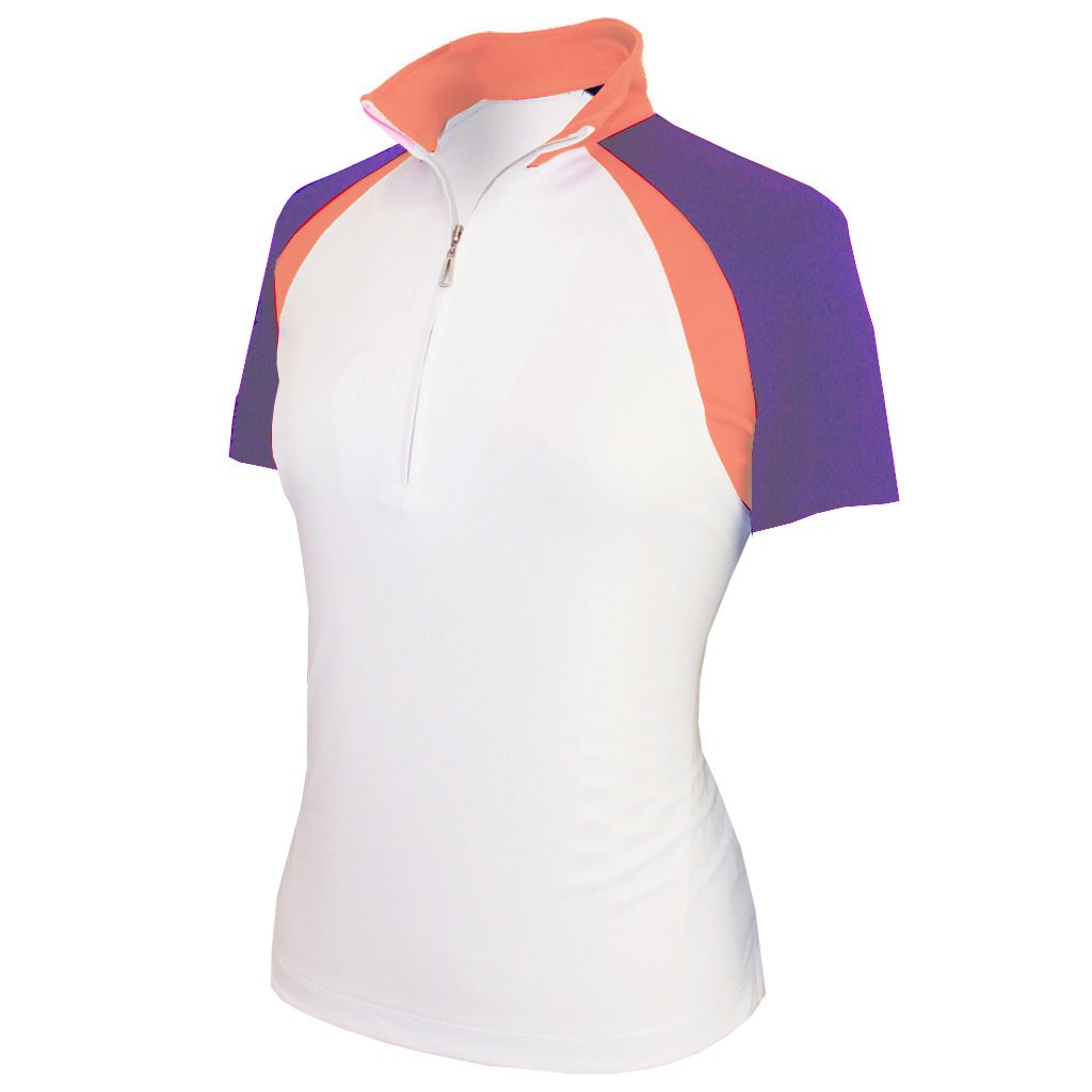 Monterey Club Women's Rally Sunday Sport Zip Top #2356 (White/Royal Lilac, Large)