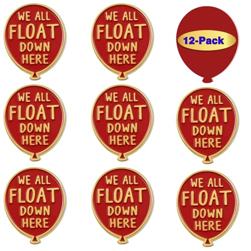 Image of 6 /12 /50 /100Pack Red Balloon inchWe All Float Down Here inch Enamel Lapel Pins Bulk - Metal Horror Lapel Badge Brooch Pin