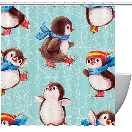 Rideau de douche pingouin imperméable pour stopper les éclaboussures - 2