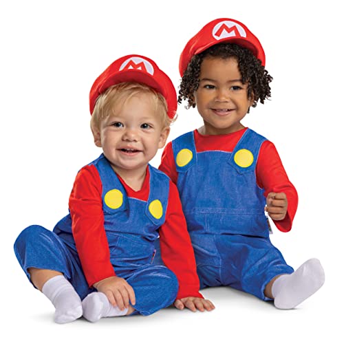Disguise Fantasia infantil Mario para bebês, roupa oficial do Super Mario Bros para bebês, tamanho (6-12 meses), Mario