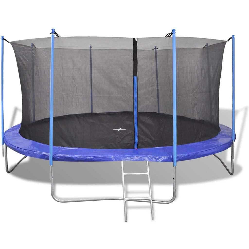 Set di 5 trampolini da 4,57 m, per giardino, outdoor, bambini, fitness, salto, movimento, tempo libero, resistente alle intemperie, pieghevole, con scaletta, rete imbottita e telo protettivo