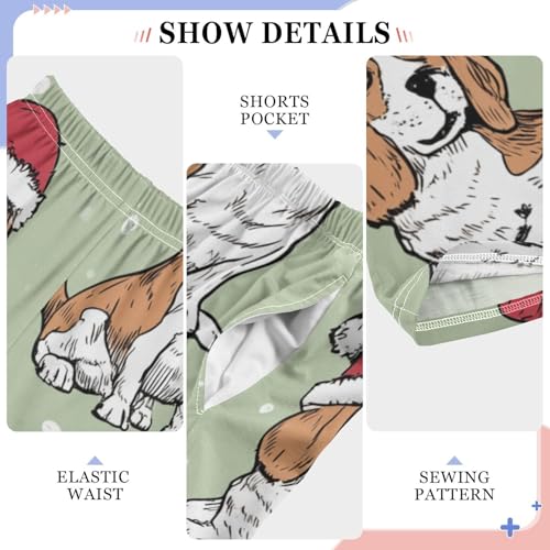 ZZXXB Beagle with Xmas Hat Boys Long Pants Soft Trousers Elastic Waist Kids Lounge Bottoms with Pockets S-XL4