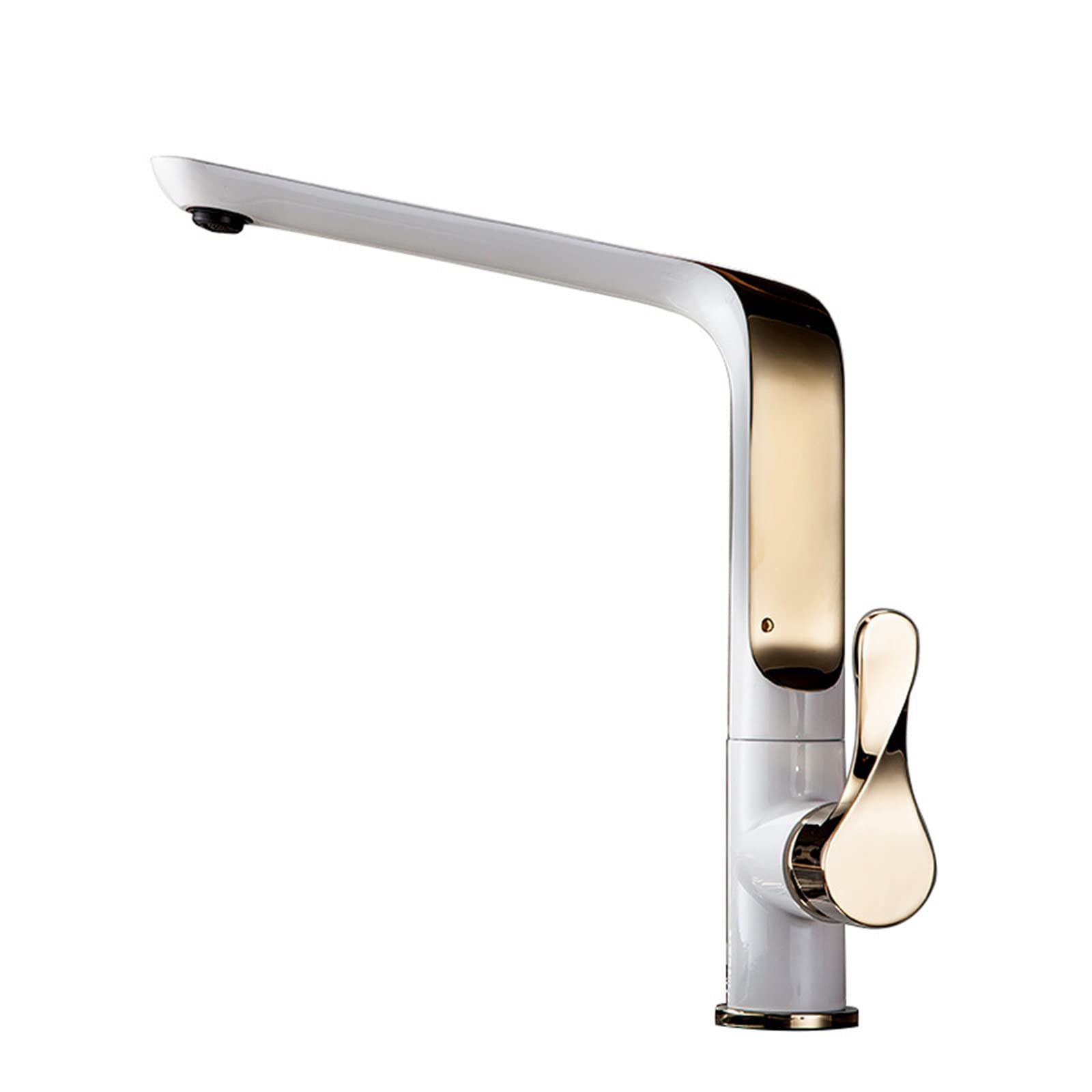 VDOQTLJT Kitchen Faucet Brass Single Handle Sink Deck Mounted Hot and Cold Water Faucets 360° Rotation Commercial Taps Gold(White+gold)