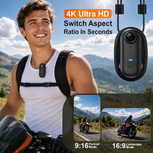 Image of JETO 4K Mini Body Camera 32GB, EIS Motorcycle POV Camera, 150 Wide Angle, WiFi App Live View, Magnetic Clip-On Action Cam, 100FT Waterproof Case