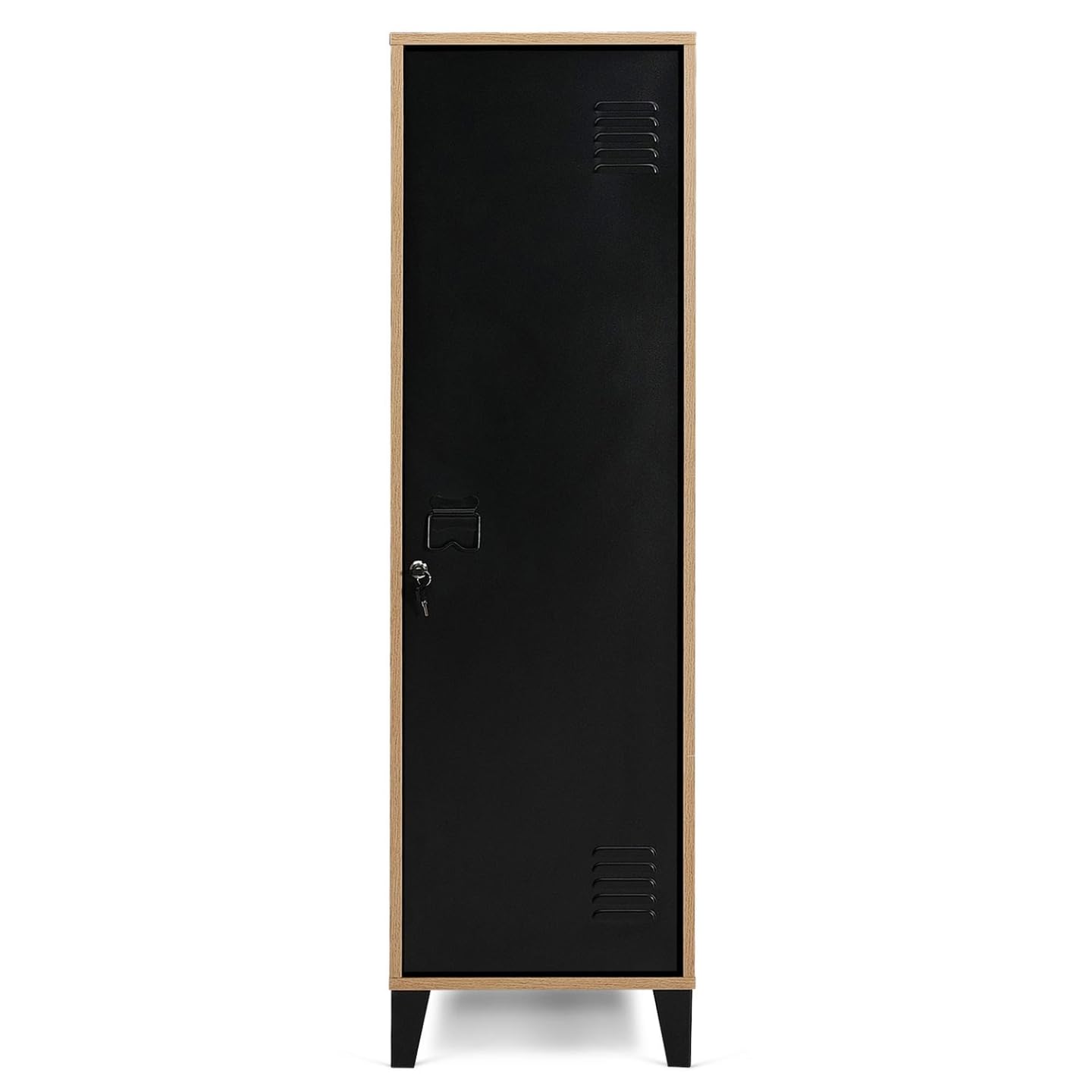 IDMarket - Armario ESTER de madera con puerta de metal negro, diseño industrial