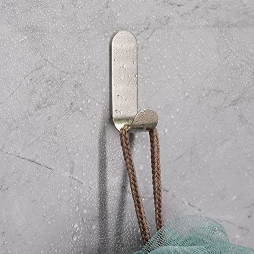 Feligio 12 Stück Selbstklebende Haken ohne Bohren, Edelstahl Handtuchhaken ohne Bohren, Schlüsselhaken, Klebehaken Badezimmer für Küchen, Toiletten, Gebürstetes Silber