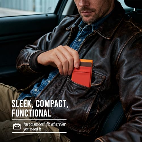 YESIIW Wallet Women Smart Wallets Card Holder for Him: Metal, RFID Blocking, Slim, Elastic, Minimalist - 8-10 Card Capacity | Cash Pocket Cosmic Orange by YESIIW - Image 7