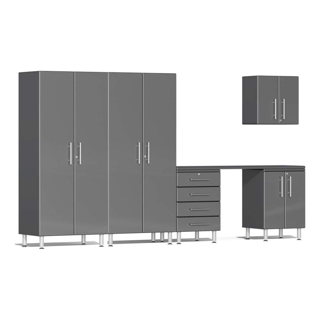 Ulti-Mate Ulti-MATE UG27061G 6-Piece Garage Cabinet Kit with Channeled Worktop in Graphite Grey Metallic