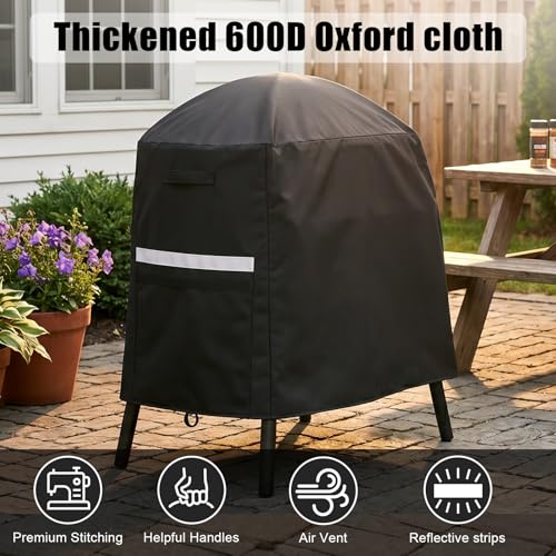 Image of QuliMetal 7113 Grill Cover for Weber Q100 Q120 Q1000 Q1200 Q200 Q220 Q2000 Q2200 Q2400 Q2800N+ Series Gas Grills, Heavy Duty BBQ Gas Grill Cover, 600D