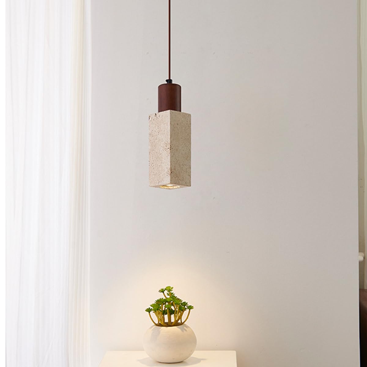 Plafonnier réglable travertin pour suspension îlot de cuisine moderne