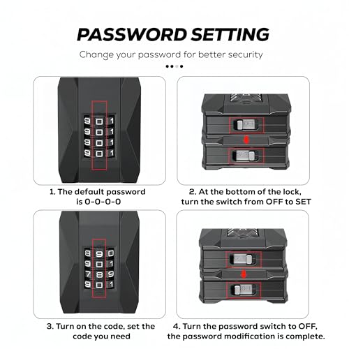 Image of MIORAH Combination Disc Padlock - Heavy Duty Keyless Number Lock with 4-Digit Code Zinc Shackle | Anti-Cut Security Lock for Gate, Garage, Locker, Outdoor Use (Black)