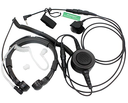 SUNDELY Military Grade Tactical Throat Mic Headset Earpiece with Big Finger PTT