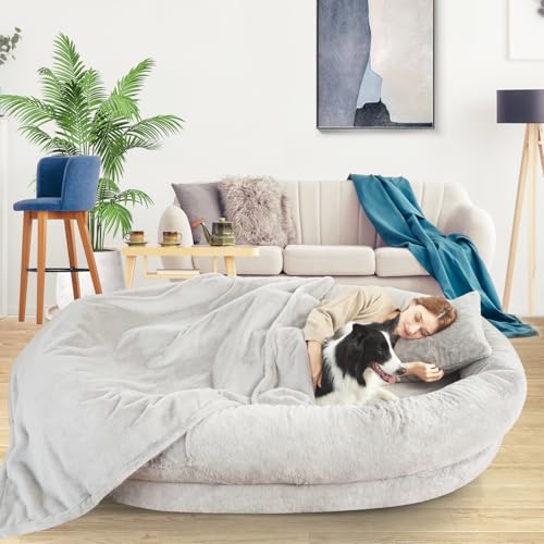 Image of Fvkind Human Dog Bed, Human Size Dog Bed for Adults, 70 inchx33 inchx12 inch, Grey