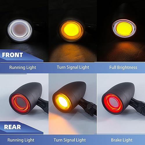 Image of Motorcycle Bullet Turn Signals LED Front Rear Lights 4 PCS, 40 LEDs Retro Switchback Running Turn Brake Light Blinkers Universal Fit Harley Dyna Chopper Bobber Suzuki Yamaha Honda -Black
