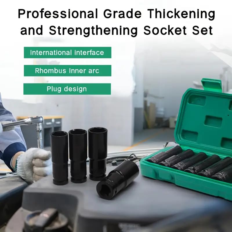Harboan 10 Pieces 1/2-Inch Square Drive 78mm Deep Impact Socket Hex Set, 6-Point Standard Metric Sizes CR-V Steel 10mm to 24mm (10 in 1 impact socket set) - Image 6 thumbnail