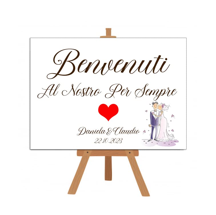 Cartello Benvenuto Matrimonio Personalizzato In Acrilico Con Nomi E Data - Stampa Oro - Formato A2 (42x59,4 Cm) - Regalo Unico Per Sposi - 5