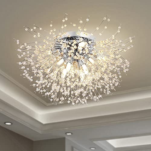 luci da lampadario plafoniera fuochi d’artificio, candeliere moderno in vetro cristallo, 8 luci (lampadine G9 LED incluse), 56 strisce di vetro 3 diversi colori temperature (3000K,4000K,6000K)