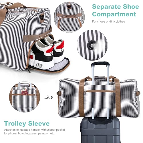 150L Duffle Bag for Travel, Extra Large Foldable Waterproof Travel Duffel Bags Weekender Overnight Bag for Men and Women with Shoe Compartment - Image 5