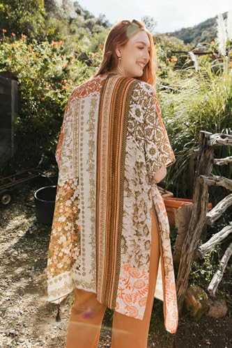 Image of Spicy Sandia Kimonos for Women Floral Beach Cover Up Loose Swimsuit Bathing Suit Coverup Cardigan for Summer Swimwear