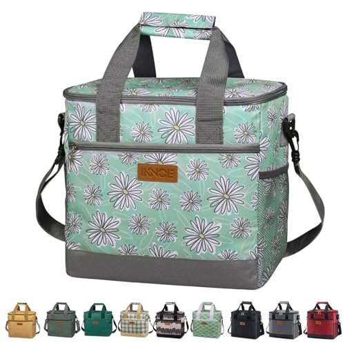 IKNOE 24-Can Insulated Cooler Bag, Leak-Resistant Lunch Tote Daisy