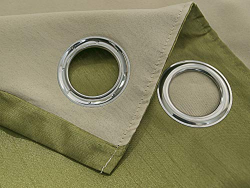 Image of GYROHOME Faux Silk Blackout Curtains, Fully Lined Solid Color Window Treatment Drapes for Bedroom and Thermal Insulated Grommet Top Room Darkening Drapes, (2 Panels, 52x84inch, Grass Green)