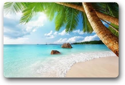 Heymat Design Unique Com table Style Door Mats Decor Gorgeous Summer Beach Blue Sea Palm Tree Sunshine Doormat Size Doormat Floor Mat Indoor/Outdoor Decorate Your Home 23.6 x 15.7 Inches