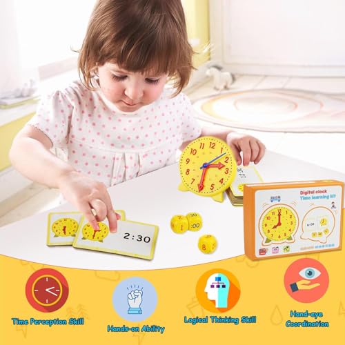 Mailfull Lernuhr Kinder Grundschule Unterrichtsuhren-Set 1. 2. Klasse Uhrzeit Demonstrationsuhr Uhr Lernen für Kinder ab 5 6 7 8 Geschenk zur Einschulung Junge Mädchen Lernmittel