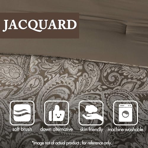 Image of Madison Park Aubrey Cozy Comforter Set, Faux Silk Jacquard Paisley Design - All Season Down Alternative Bedding with Cotton Bed Sheets, Bed Skirt & Toss Pillows, California King Blue 12 Piece