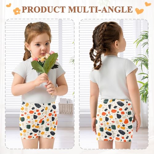 Creative Pattern Colored Dots Girls Shorts Elastic Waist Sports Shorts Girls Leggings Pants for 4-10 Years4